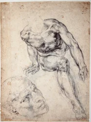 Studio di un nudo maschile, studio separato della sua testa